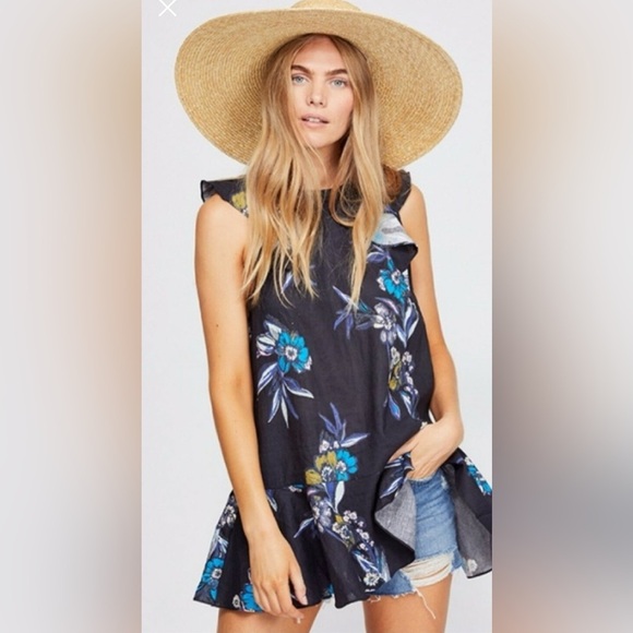 Free People Summer in Tulum Sleeveless Floral Printed Tunic , sz medium - Picture 1 of 10